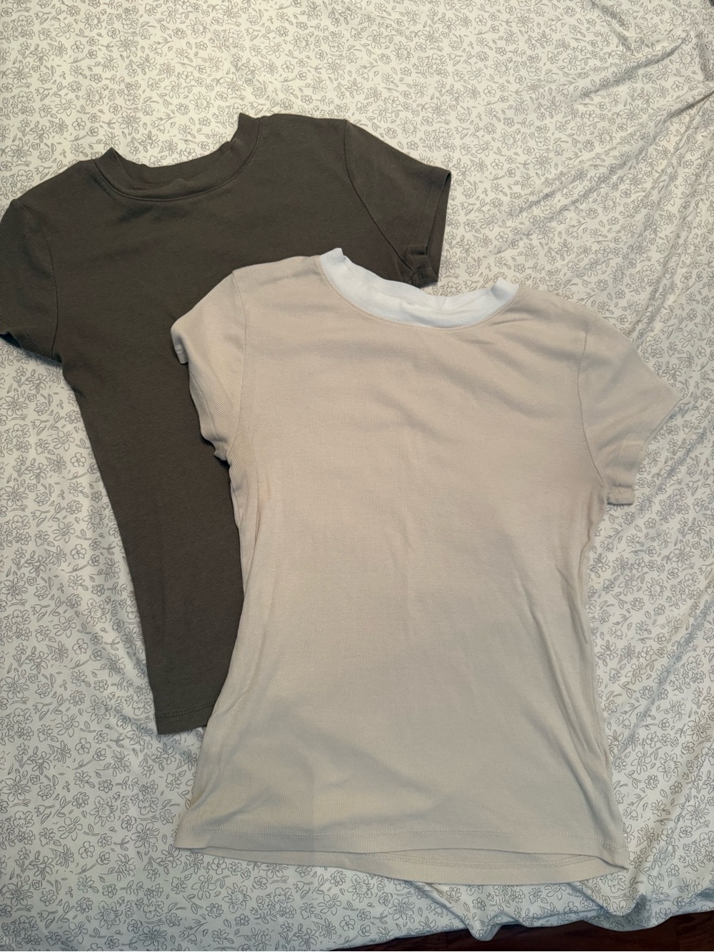 a new day Cream Ribbed Crewneck Tee bundle